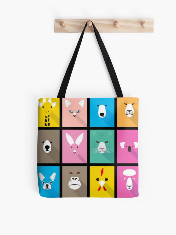 Animal Cartoon Face Flat Portrait Icon Design Tote Bag